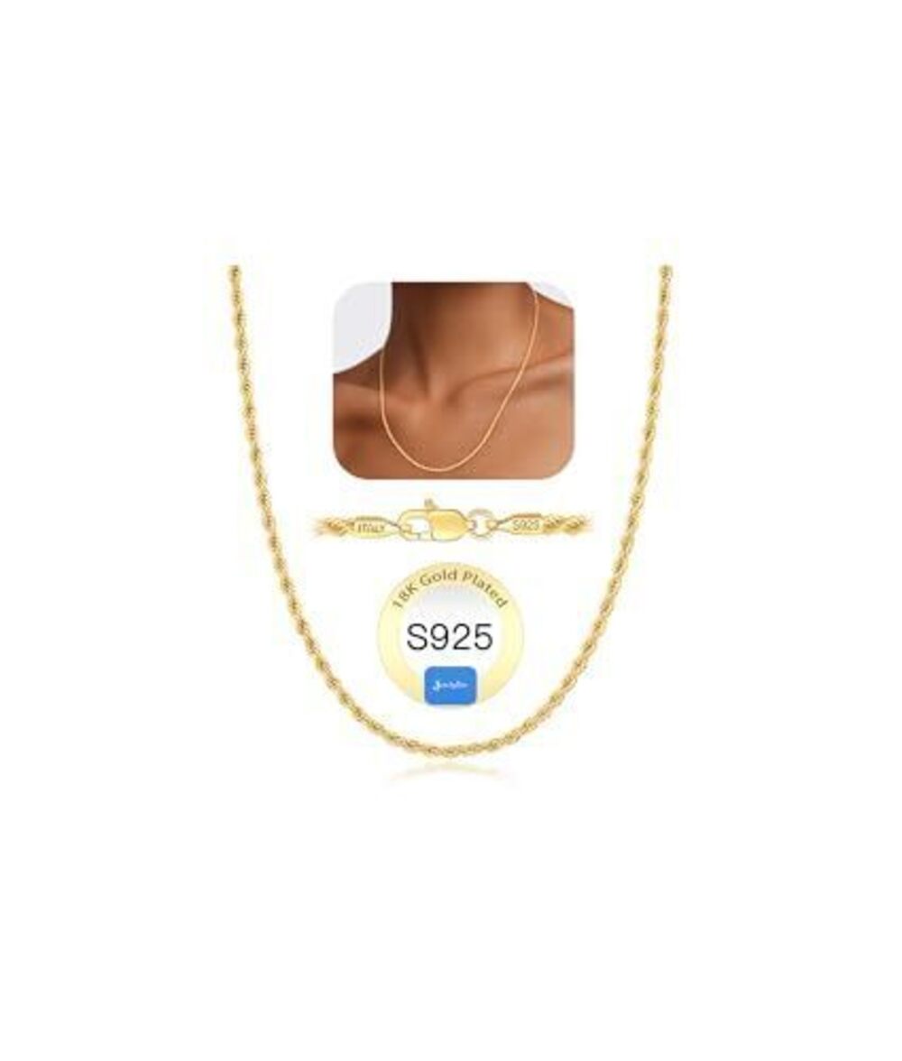 3391 18k Gold Plated Chain Necklace , 2mm Rope Chains 18k Gold Plated Chain